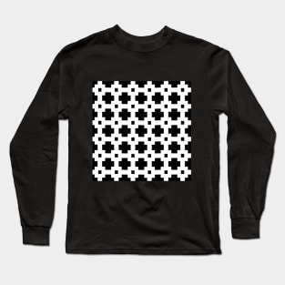 Black and White Breeze Block Design Long Sleeve T-Shirt